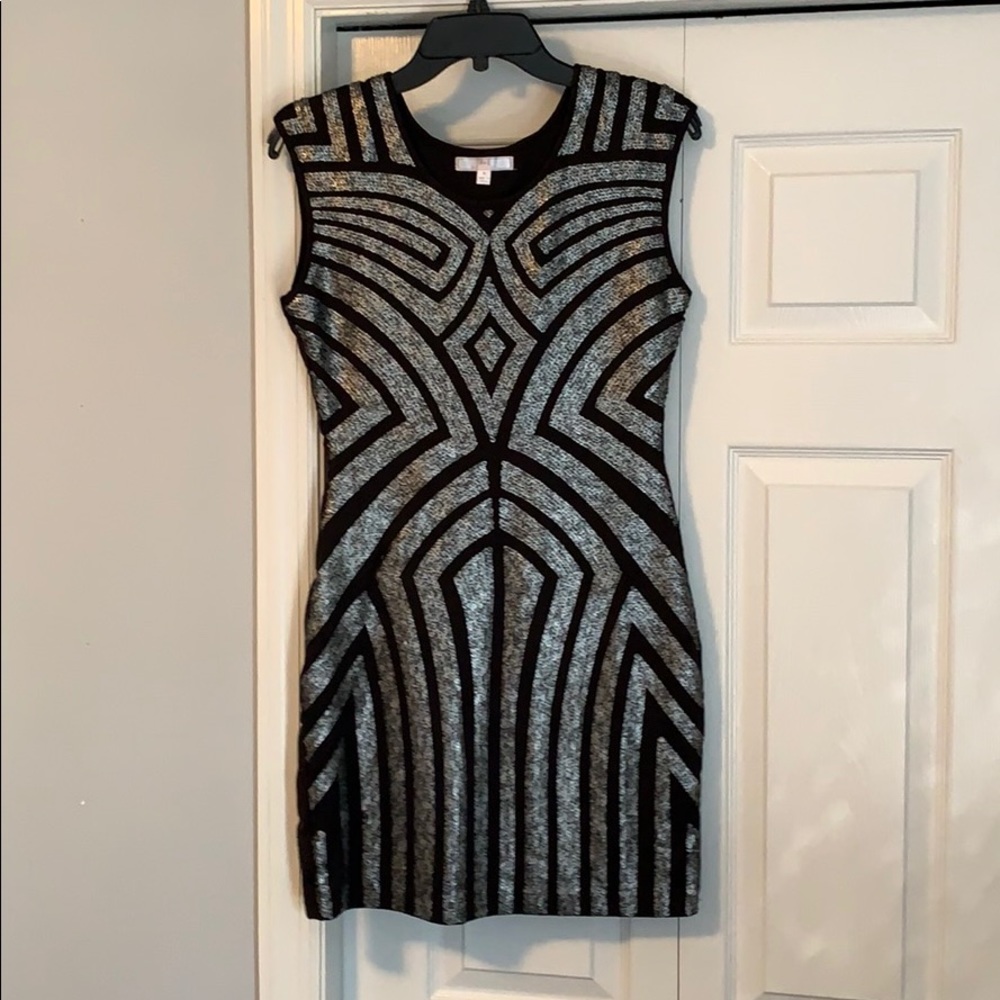 Black printed mini dress